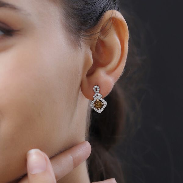 Natürliche, goldene Tansanit und Zirkon-Ohrringe - 1,92 ct. image number 6